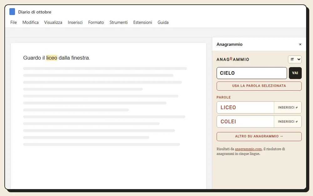 LICEO ha sostituito CIELO nel documento