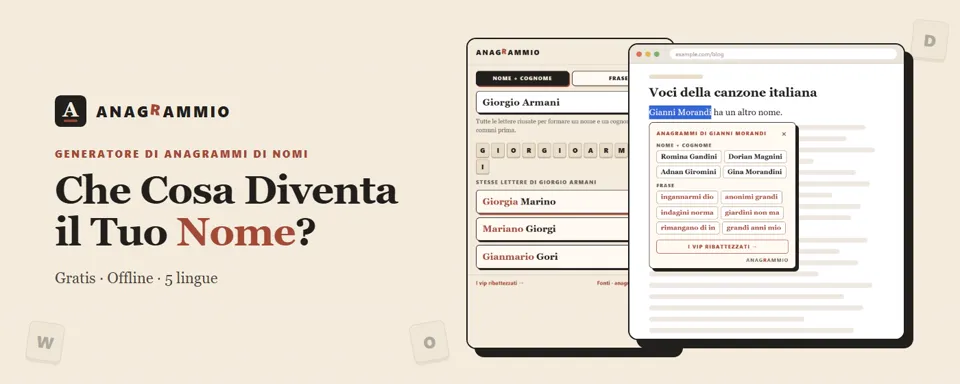 Il generatore di anagrammi di nomi di Anagrammio