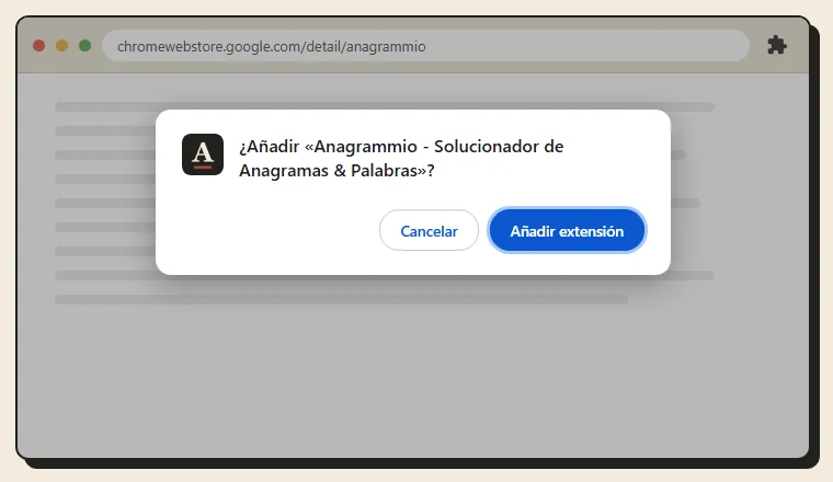 La ventana de confirmación, botón Añadir extensión
