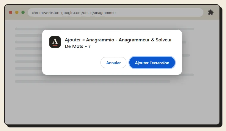 La fenêtre de confirmation, bouton Ajouter l'extension
