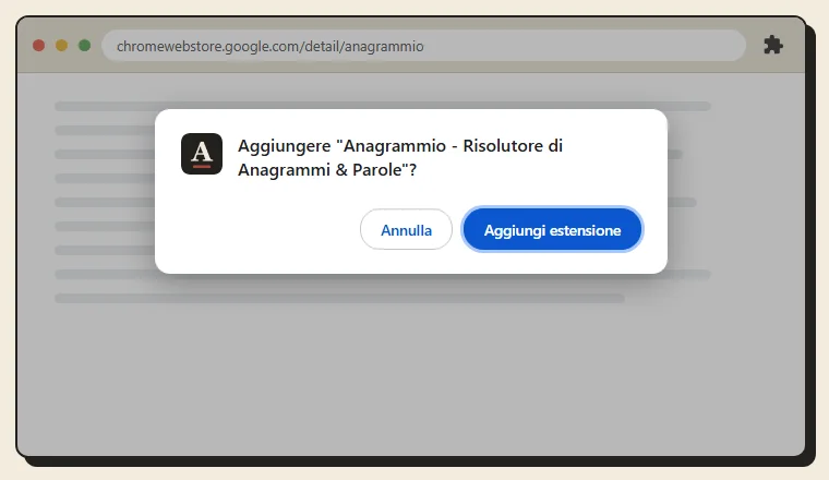 La finestra di conferma, pulsante Aggiungi estensione