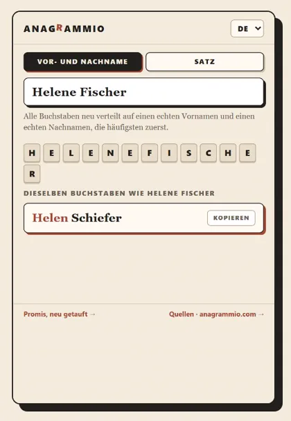 Aus Helene Fischer wird Helen Schiefer