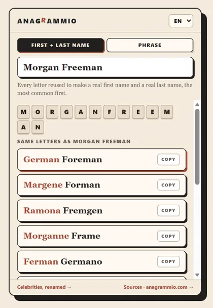 A full name rebuilt into a new one