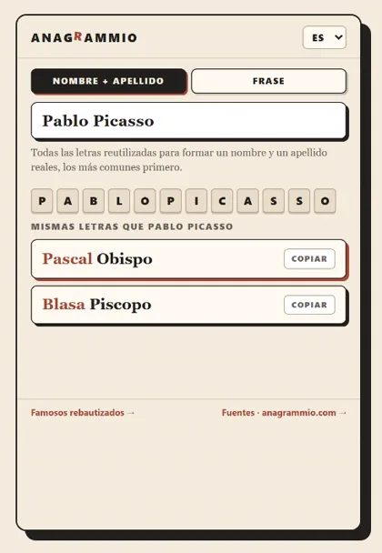 Un nombre completo convertido en otro