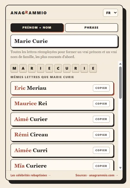 Marie Curie devient Maurice Rei